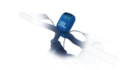 JBL Wind 3 FM Bluetooth Handlebar Speaker -Home Electronics Store CA JBL Wind3 Blue Bicycle Backview 20221102 RT V1 Joanna