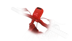 JBL Wind 3 FM Bluetooth Handlebar Speaker -Home Electronics Store CA JBL Wind3 Red Bicycle Backview 20221107 RT V1