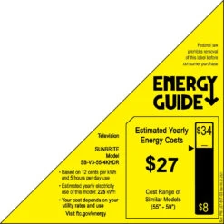 SunBrite Veranda 3 Full-Shade 4K HDR Outdoor Smart TV - 55" | Black -Home Electronics Store SB V3 55 4KHDR BL 8 Energy Guide 66399