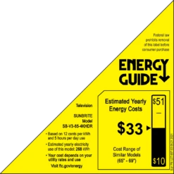 SunBrite Veranda 3 Full-Shade 4K HDR Outdoor Smart TV - 65" | Black -Home Electronics Store SB V3 65 4KHDR BL 8 Energy Guide 37426