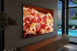 Sony XR85X93L BRAVIA XR 85 Inch Class X93L Mini LED 4K HDR Google TV -Home Electronics Store X93L Lifestyle 3 Angled Night Closeup