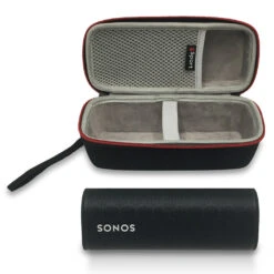Sonos Roam Portable Smart Speaker With GSport Deluxe Hardshell Travel Case -Home Electronics Store gSport Case Sonos Roam Open Outside Black