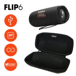 JBL FLIP 6 Portable Waterproof Speaker With GSport Carbon Fiber Case -Home Electronics Store gSport Flip6 Bundle Info Black