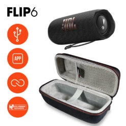 JBL FLIP 6 Portable Waterproof Speaker With GSport Carbon Fiber Case -Home Electronics Store gSport Flip6 Bundle Info Black EVA