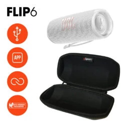 JBL FLIP 6 Portable Waterproof Speaker With GSport Carbon Fiber Case -Home Electronics Store gSport Flip6 Bundle Info White