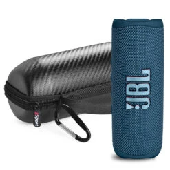 JBL FLIP 6 Portable Waterproof Speaker With GSport Carbon Fiber Case -Home Electronics Store gSport Flip6 Bundle Standing Blue