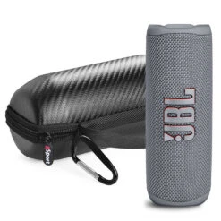 JBL FLIP 6 Portable Waterproof Speaker With GSport Carbon Fiber Case -Home Electronics Store gSport Flip6 Bundle Standing Grey