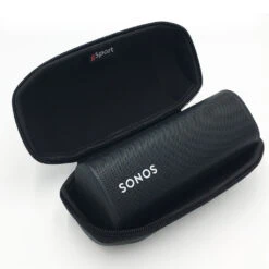Sonos Roam Portable Smart Speaker With GSport Carbon Hardshell Travel Case -Home Electronics Store gSport Sonos Roam Carbon Open Inside Perspective Black
