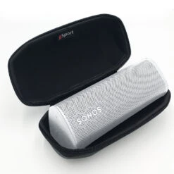 Sonos Roam Portable Smart Speaker With GSport Carbon Hardshell Travel Case -Home Electronics Store gSport Sonos Roam Carbon Open Inside Perspective White
