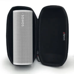 Sonos Roam Portable Smart Speaker With GSport Carbon Hardshell Travel Case -Home Electronics Store gSport Sonos Roam Carbon Open Standing Inside White